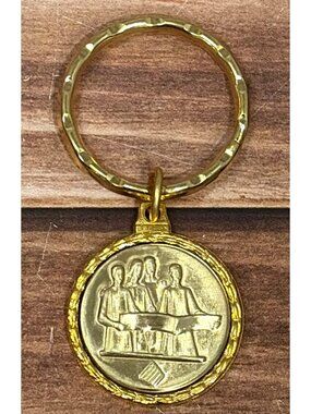 TS Vintage Choir Music Award Keychain Gold Tone Chorus Medal Trophy Charm GIFT